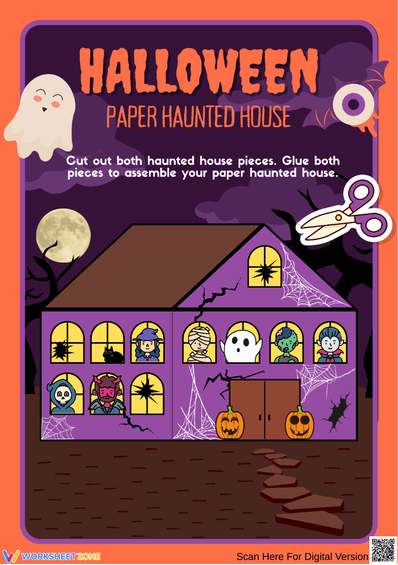 Halloween Paper Haunted House Craft Printable - Page 1