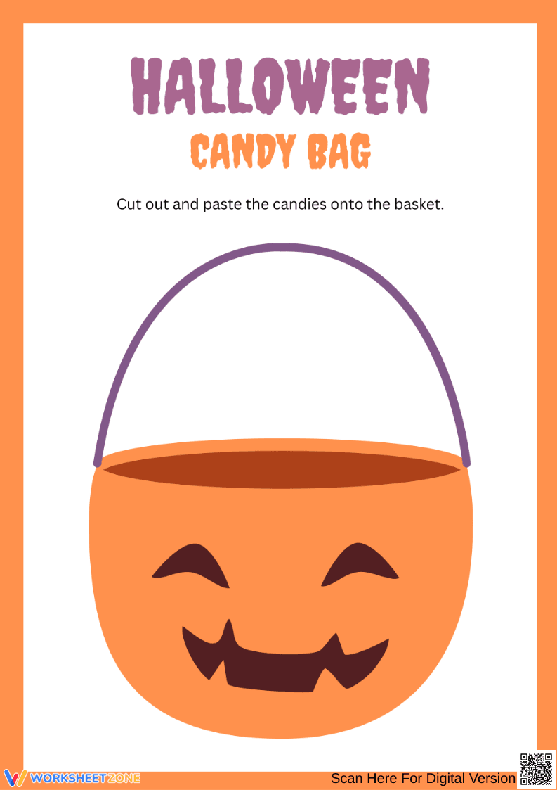 Halloween Candy Bag Craft Printable for Kindergarten - Page 1