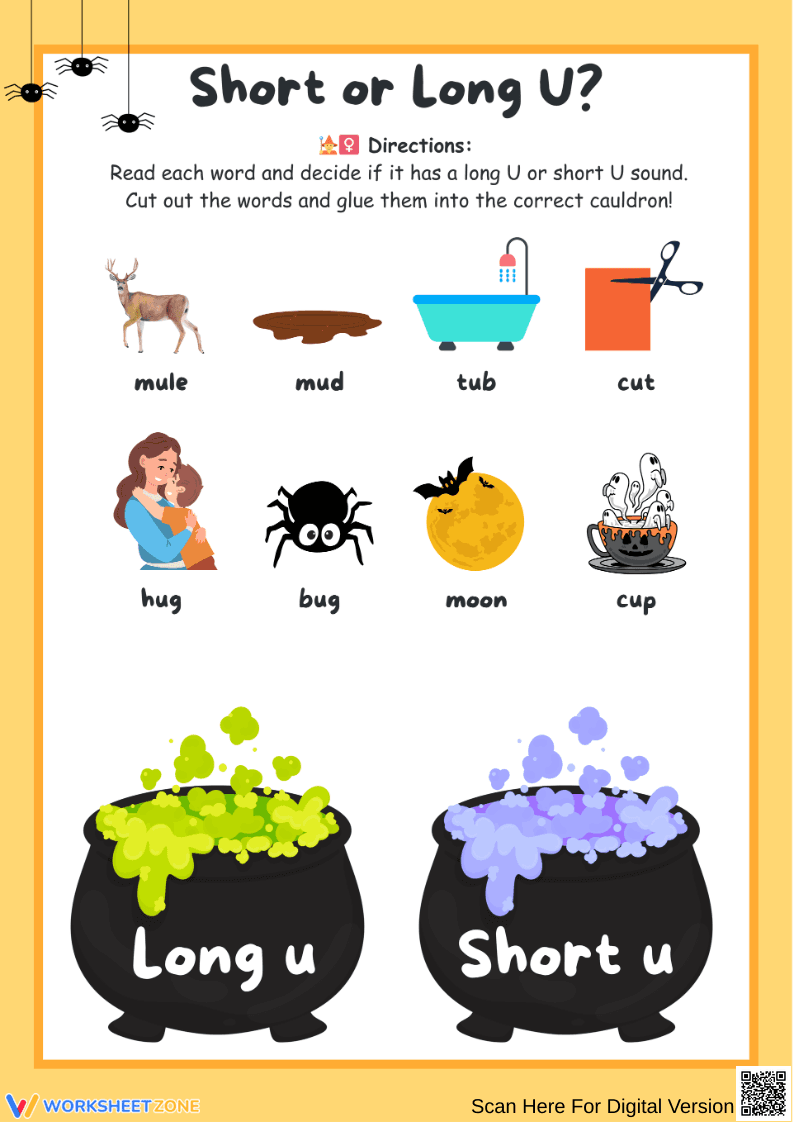 Short or Long U? – Halloween Phonics Sorting Activity - Page 1