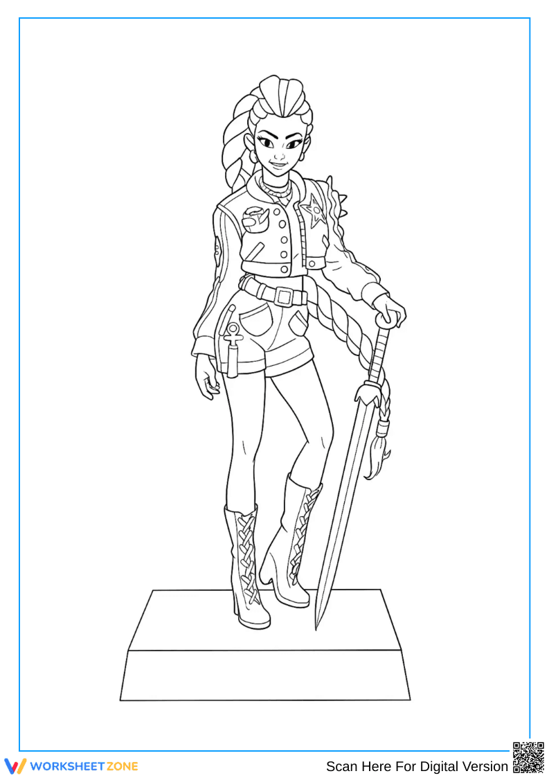 Rumi K-Pop Demon Hunters Hero Coloring Page - Page 1