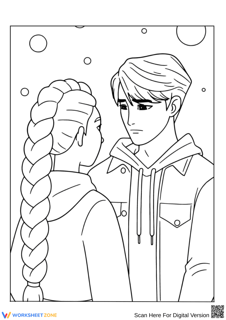 K-Pop Demon Hunters Coloring Page – Emotional Scene Between Characters - Page 1