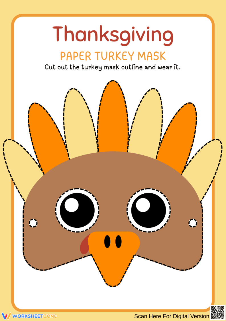 Thanksgiving Turkey Mask Template – Printable Craft for Kids - Page 1