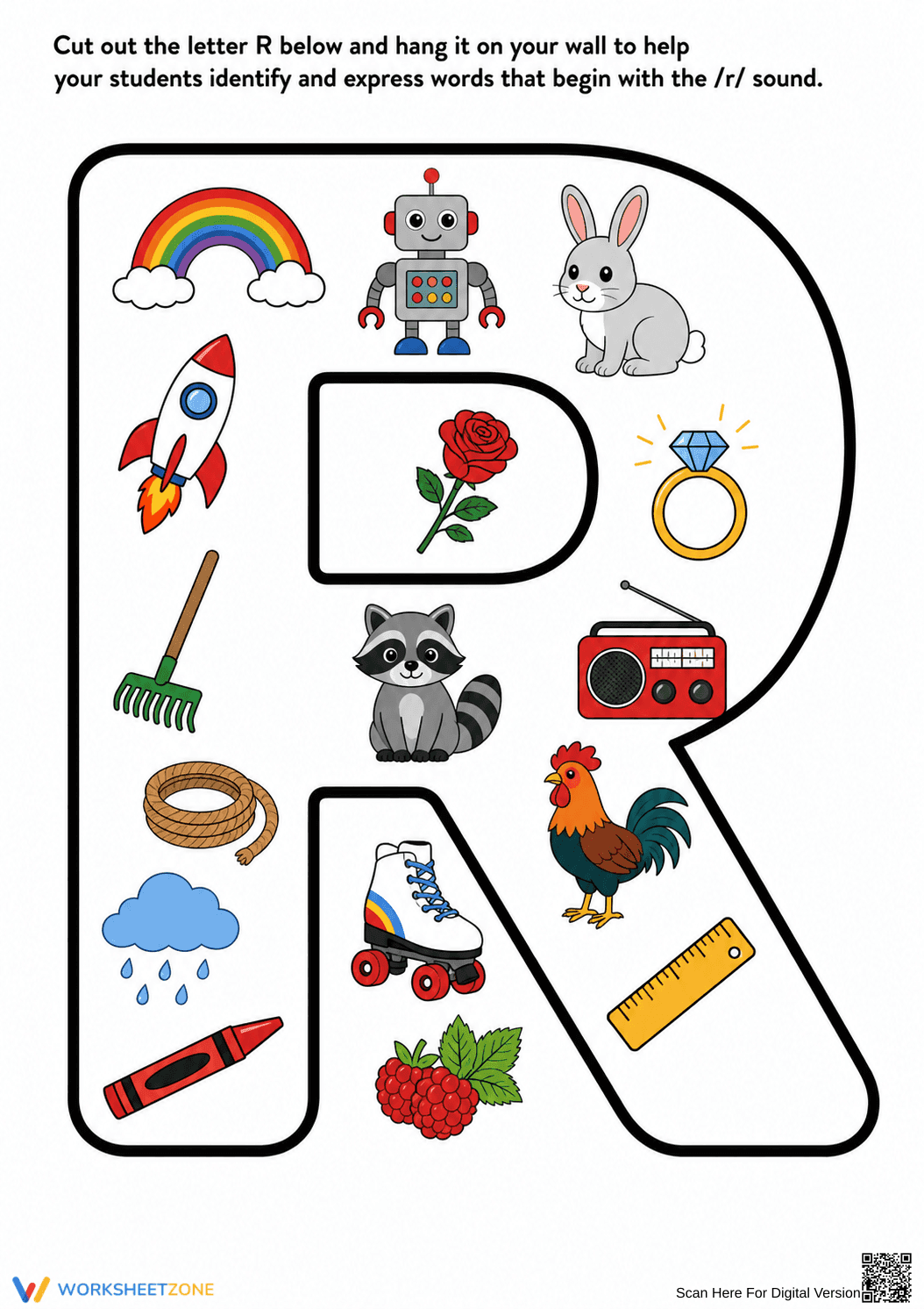 Letter R Phonics Poster – Cut and Display Beginning Sounds - Page 1