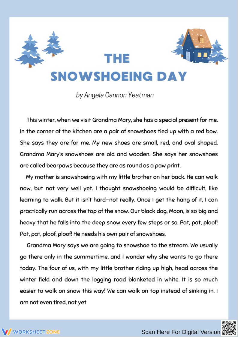 The Snowshoeing Day – Winter Reading Comprehension - Page 1