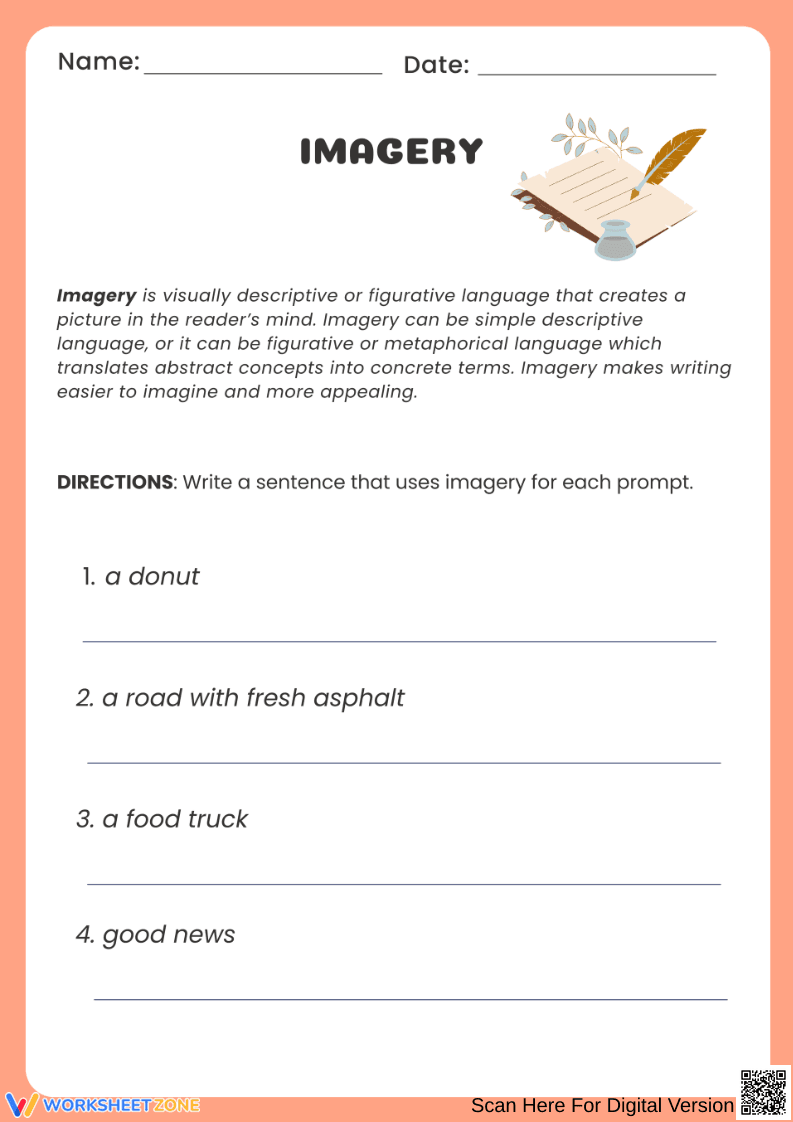 Imagery Writing Practice: Create Vivid, Descriptive Sentences - Page 1