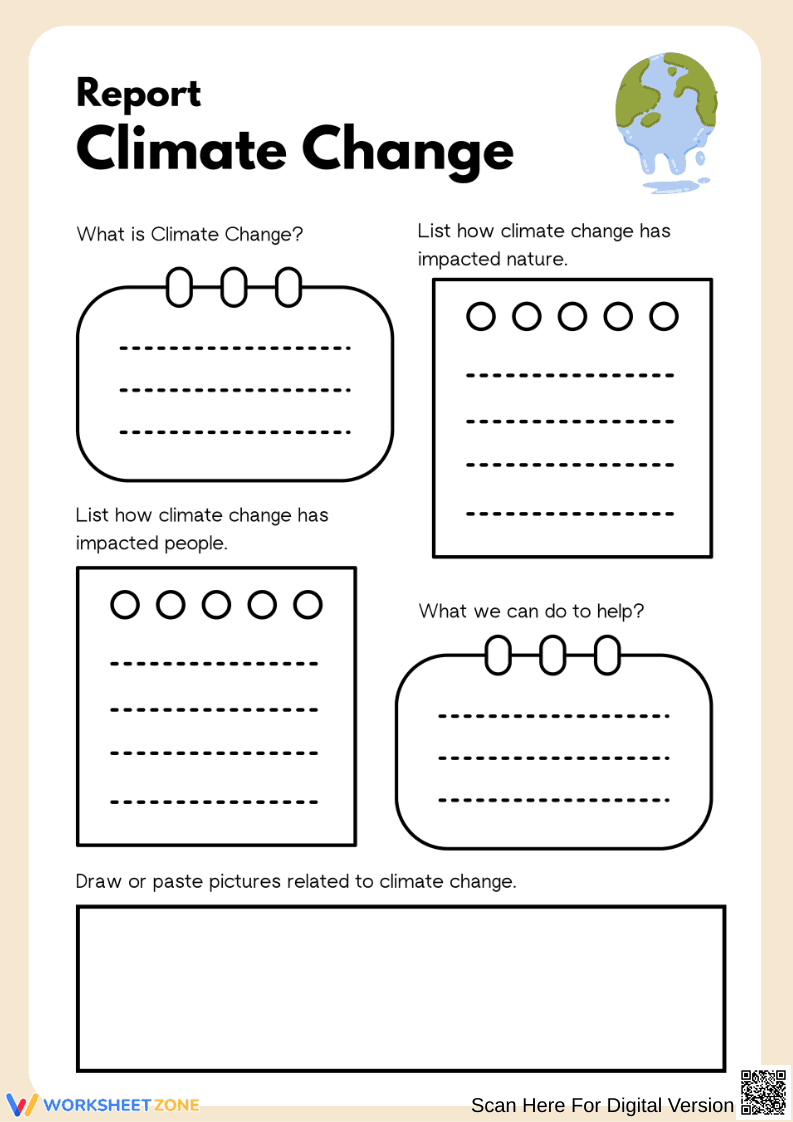 Climate Change Report – Causes, Impacts & Solutions Worksheet - Page 1