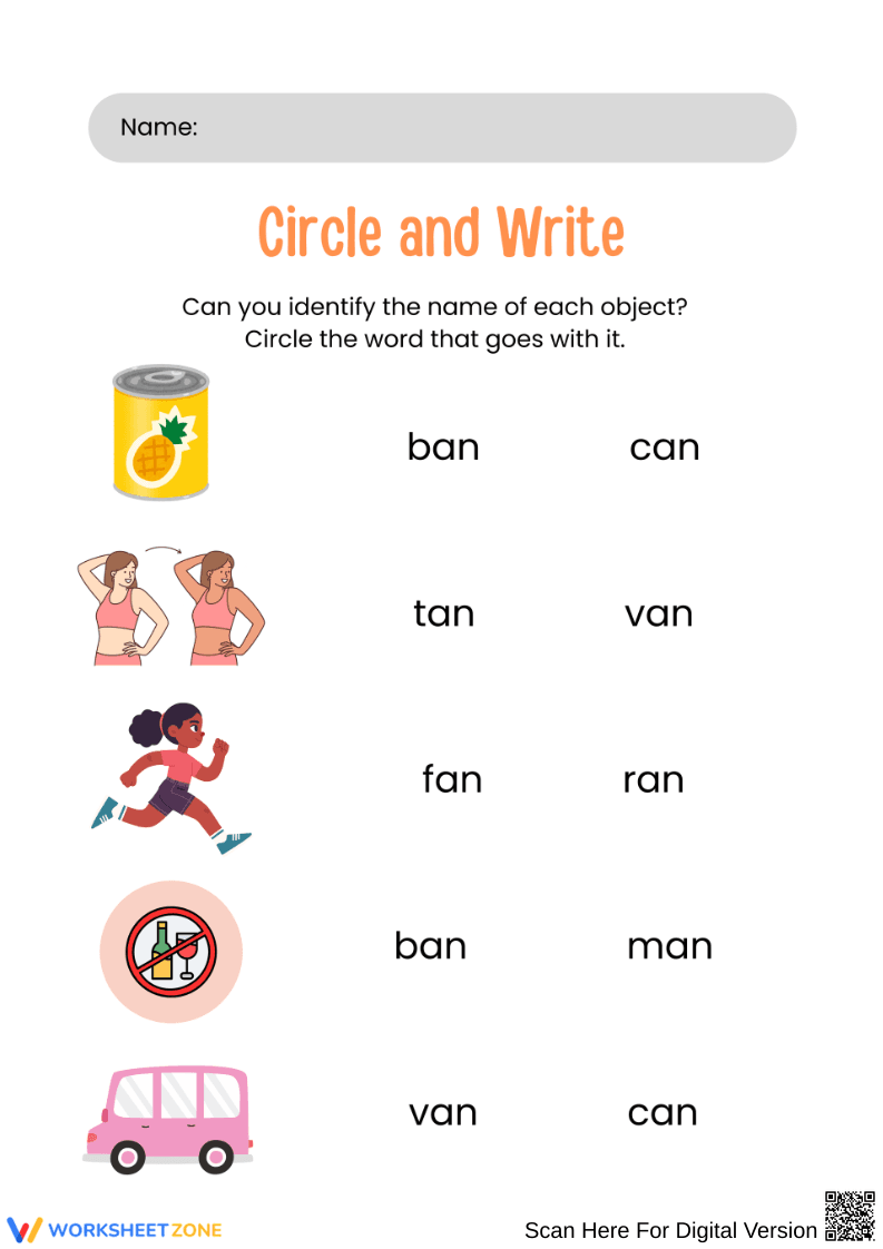 AN Word Family Circle & Write - Page 1