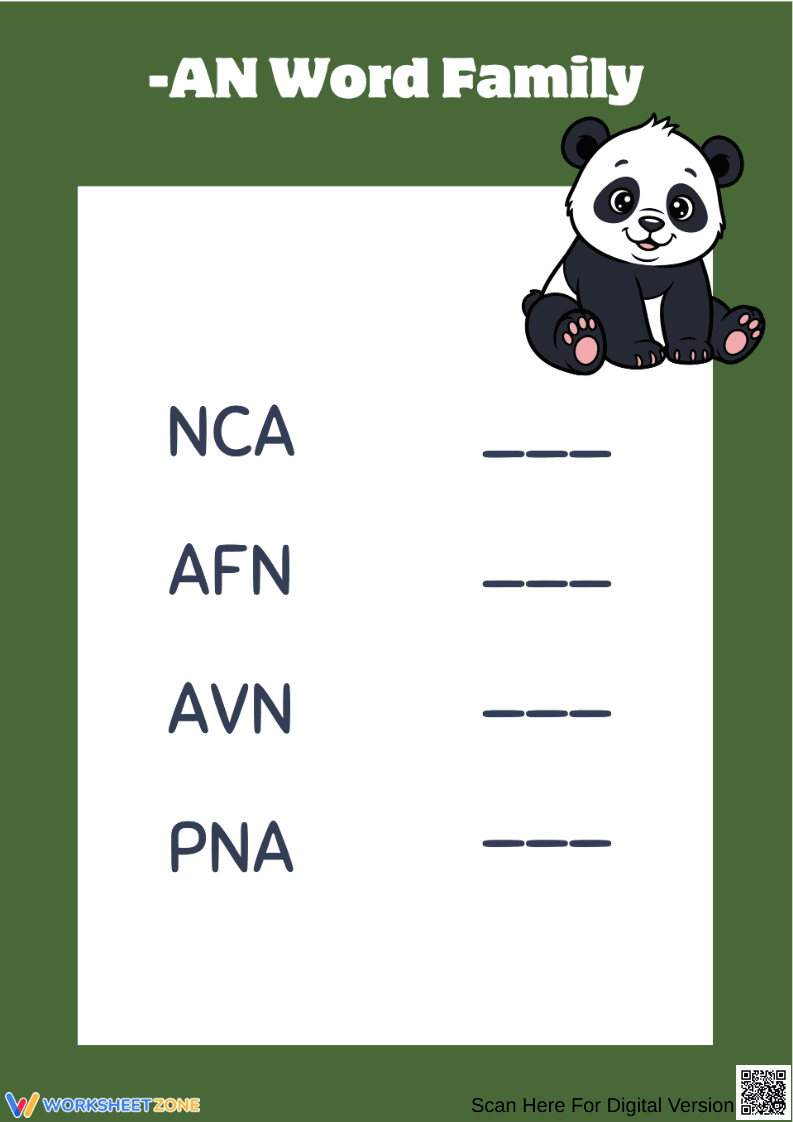 -AN Word Family Unscramble Practice - Page 1