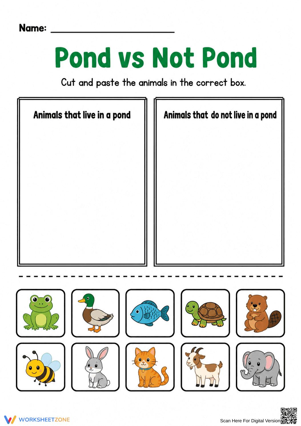 Grade 2 Pond Habitat — Printable No-Prep Worksheet - Page 1