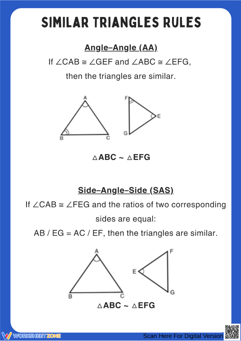 Similar Triangles Rules Reference Chart - Page 1