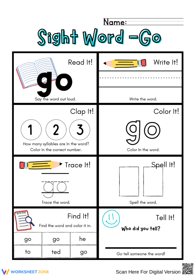 Sight Word Go Practice for Kids - Page 1
