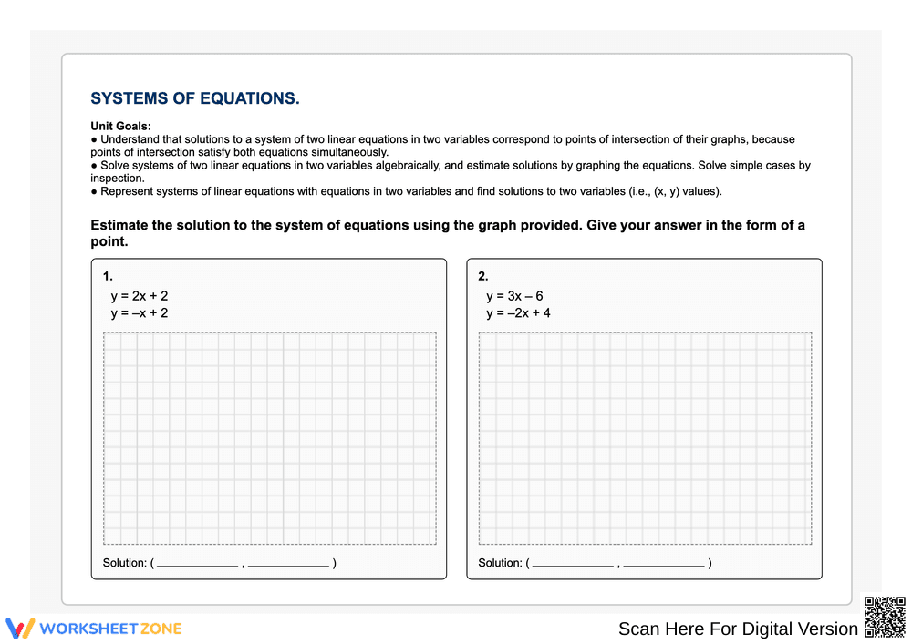 Graphing Systems of Linear Equations Worksheet - Page 1