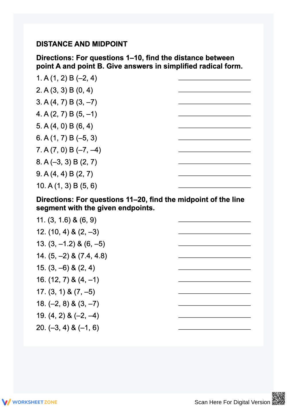 Distance and Midpoints_ Practice 1 - Page 1