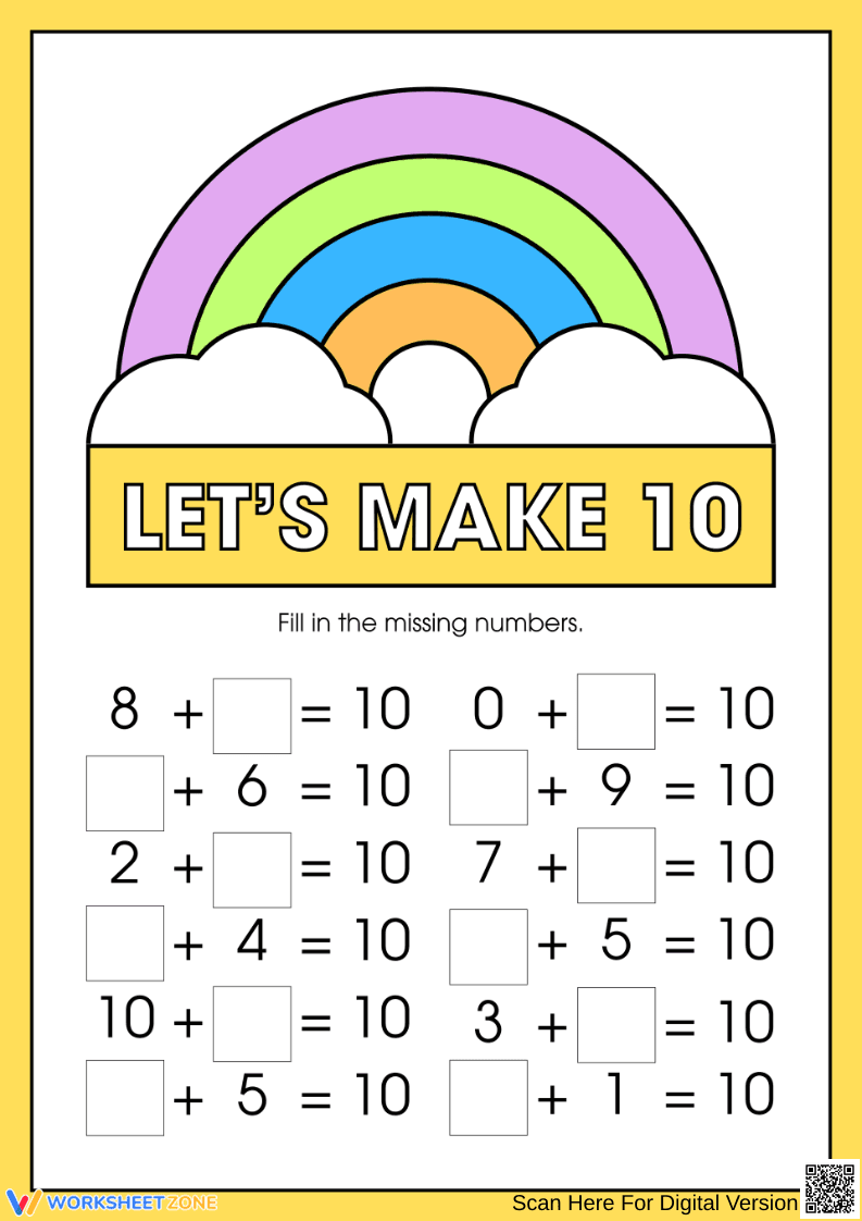 Let’s Make 10 Rainbow Worksheet - Page 1