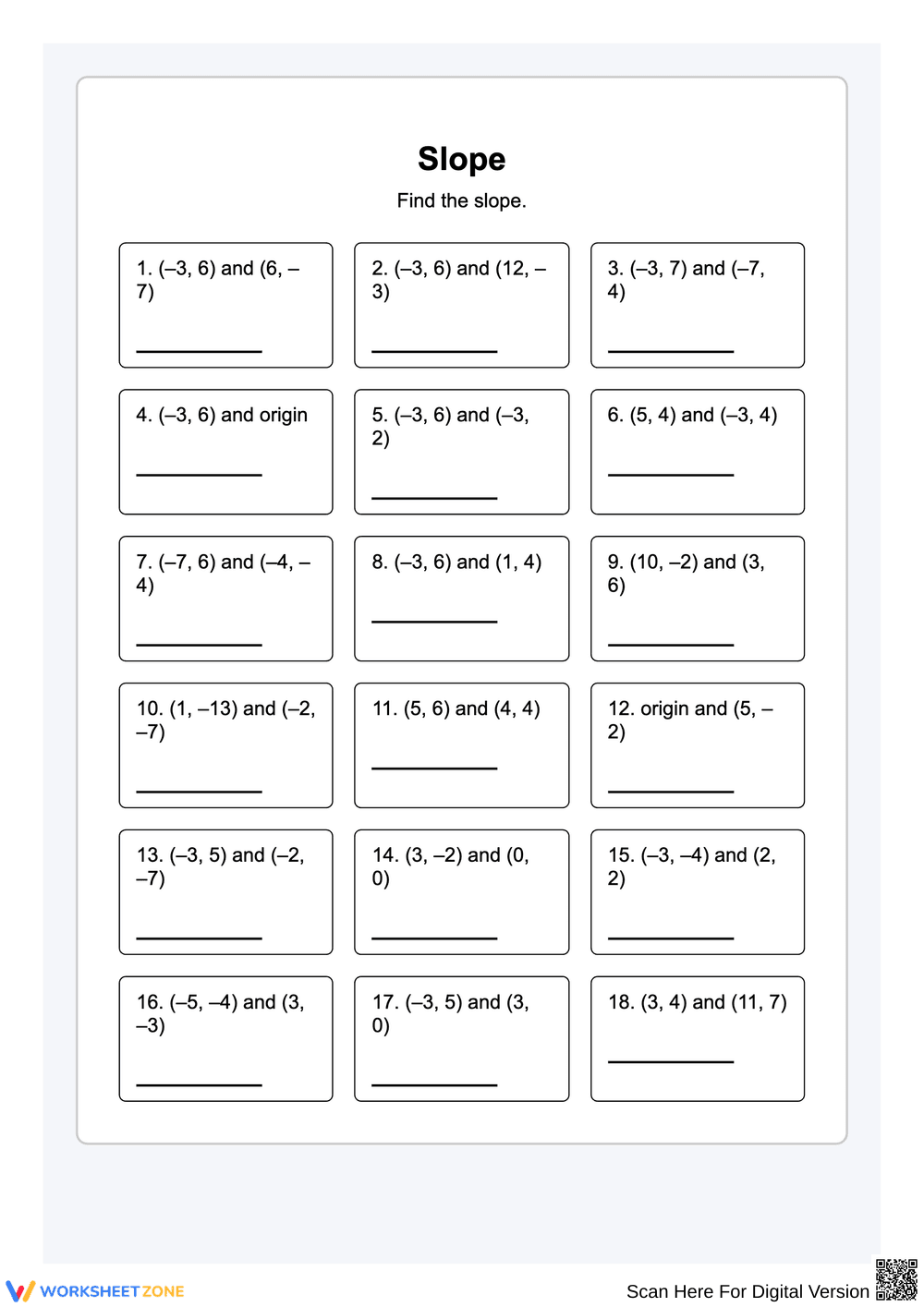 Slope Worksheet - Page 1