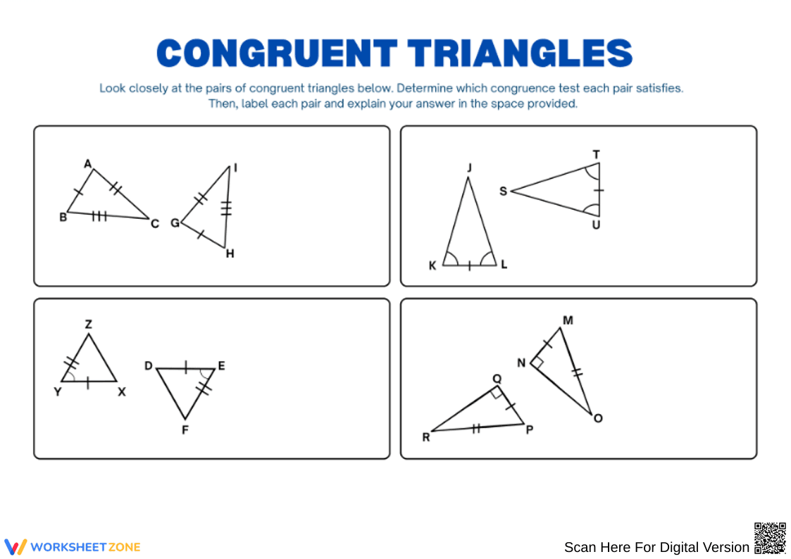 Congruent Triangles Worksheet - Page 1