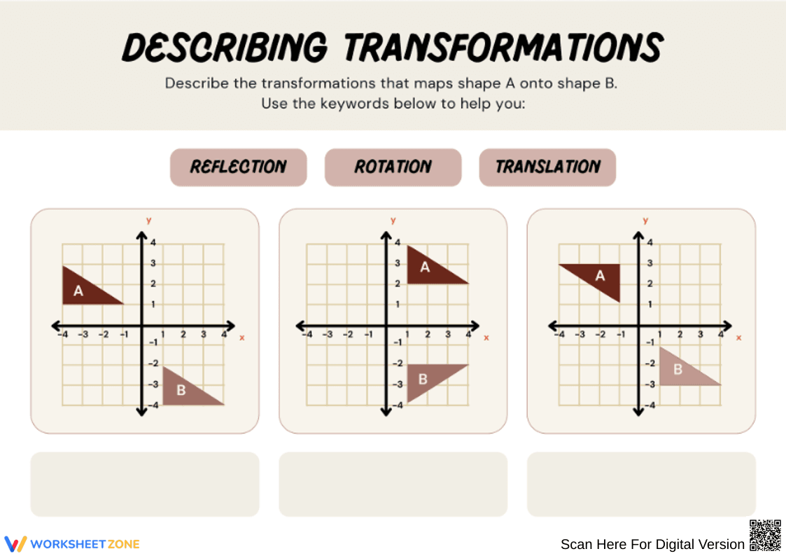 Describing Transformations on the Coordinate Plane Worksheet - Page 1