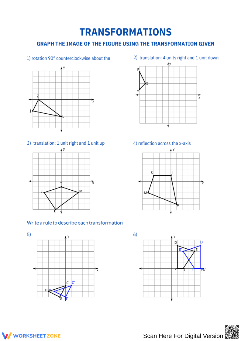 Transformations on the Coordinate Plane: Graphing Practice Worksheet - Page 1