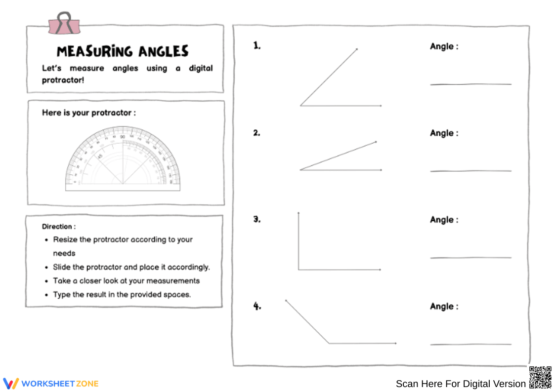 Measuring Angles with a Digital Protractor Worksheet - Page 1