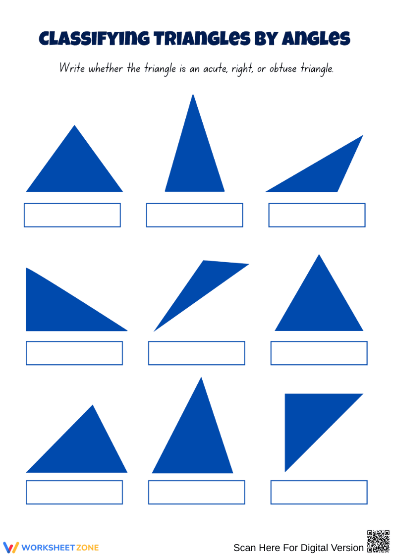 Classifying Triangles by Angles Worksheet - Page 1