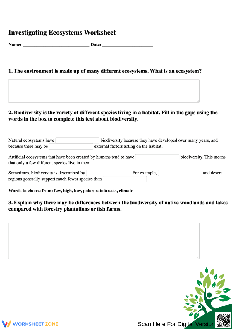 Investigating Ecosystems on Biodiversity and Habitats - Page 1