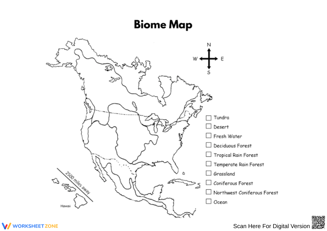 North America Biome Map Labeling Worksheet - Page 1