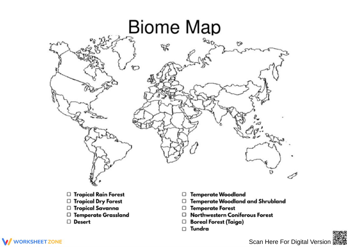World Biome Map Labeling Worksheet - Page 1