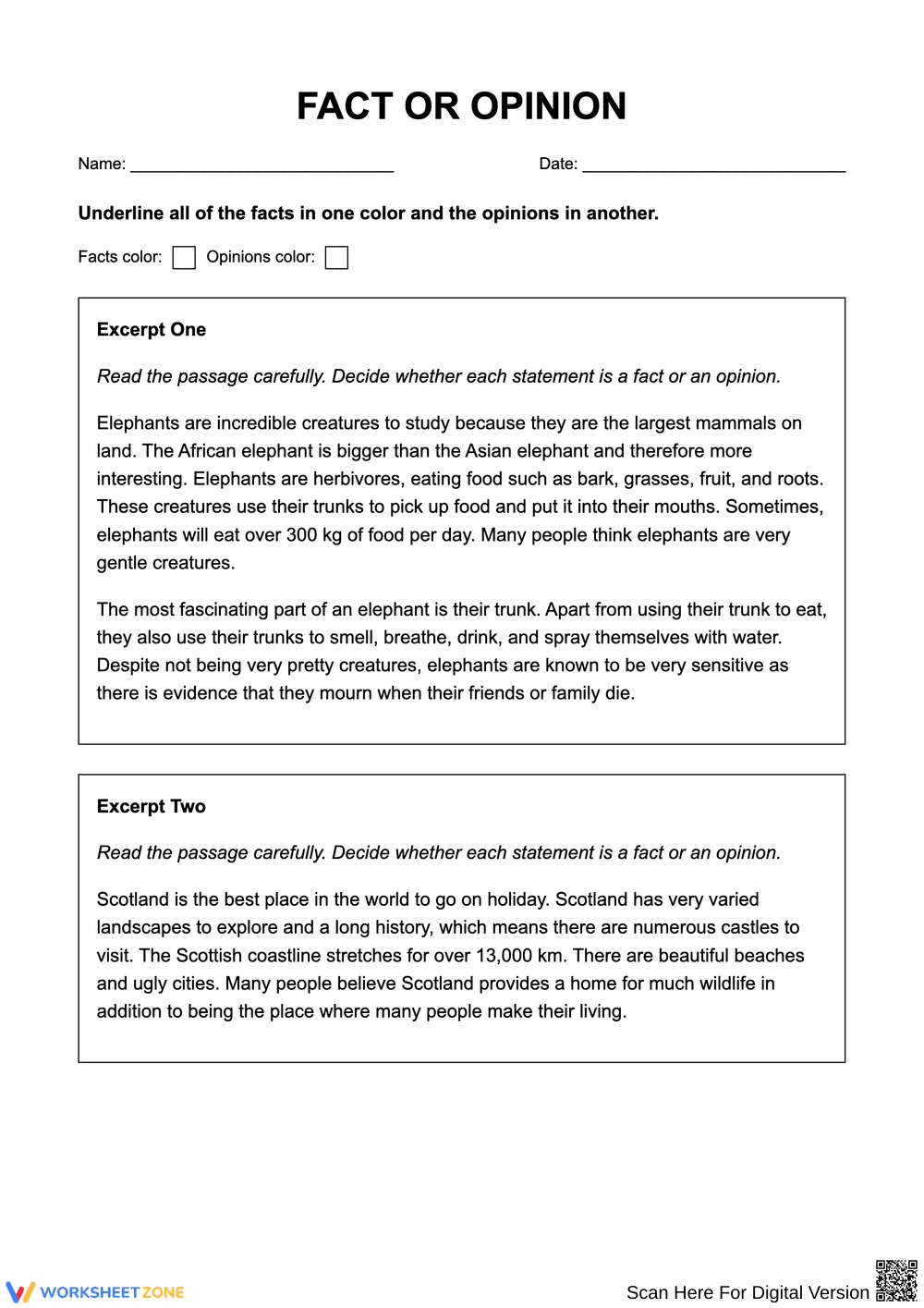 Fact or Opinion: Understanding Statements - Page 1