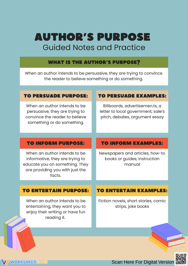 Author’s Purpose Practice Worksheet for Reading Skills - Page 1
