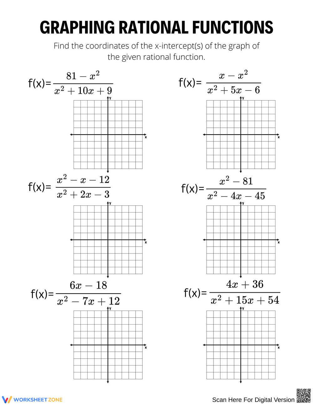 Graphing Rational Functions with X-Intercepts - Page 1