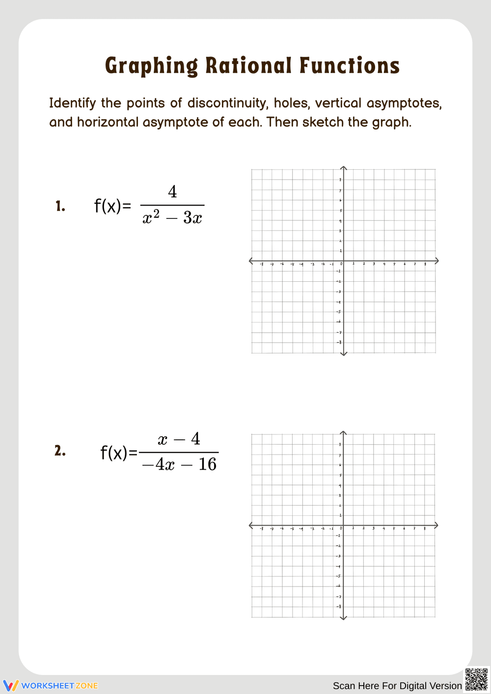 Understanding Graphing Rational Functions - Page 1