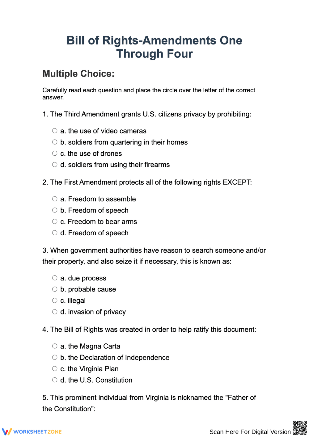 Understanding the Bill of Rights: Amendments One to Four - Page 1