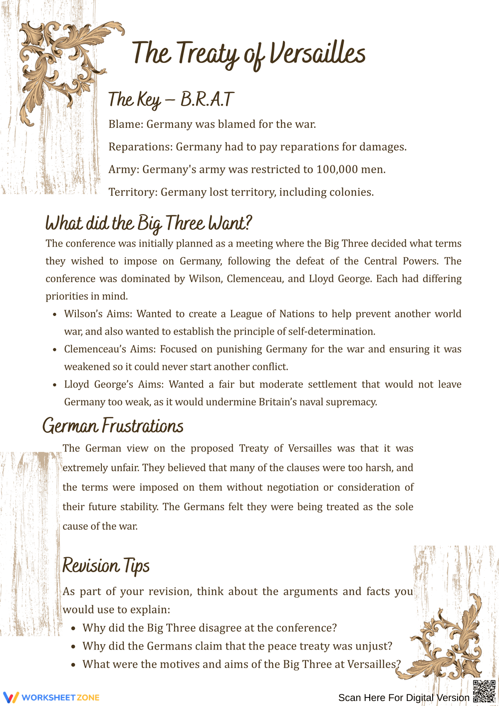 Understanding the Treaty of Versailles: Key Concepts and Perspectives - Page 1