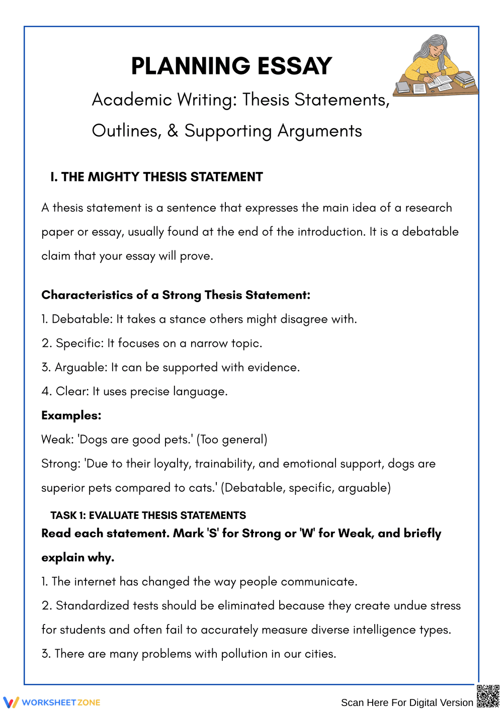 Planning Effective Essays with Thesis Statements and Outlines - Page 1