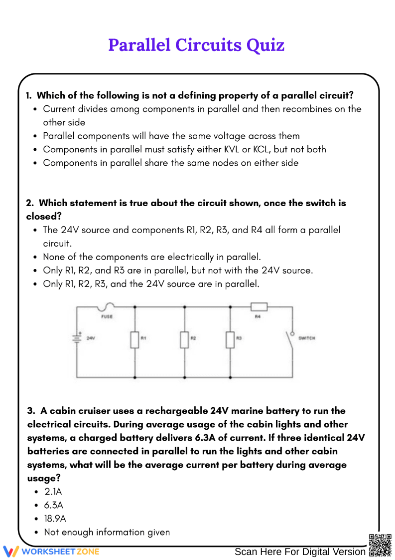 Parallel Circuits Quiz for Testing - Page 1