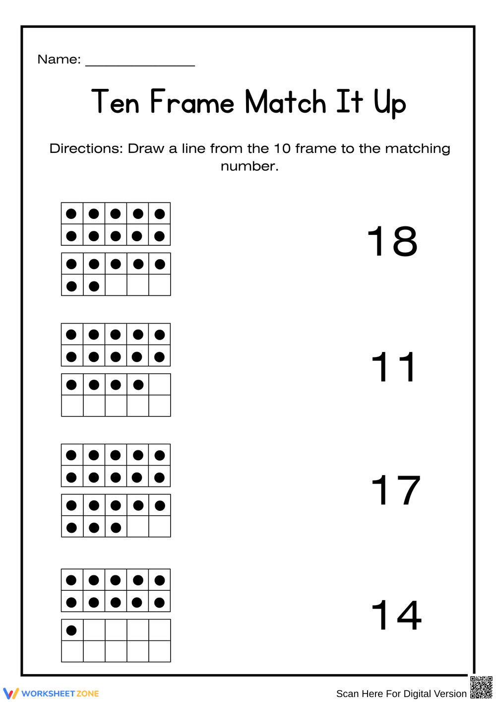 Ten Frame Match It Up Activity - Page 1