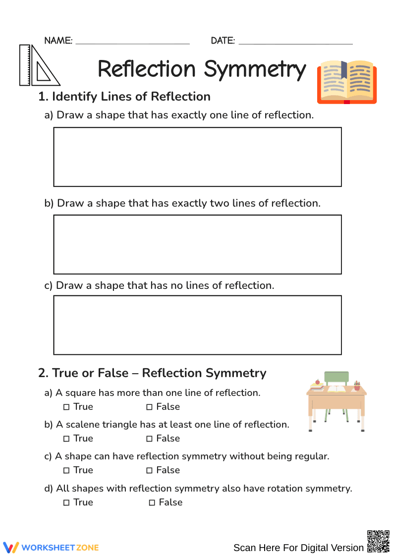 Reflection Symmetry Worksheet for Grades 7–8 - Page 1