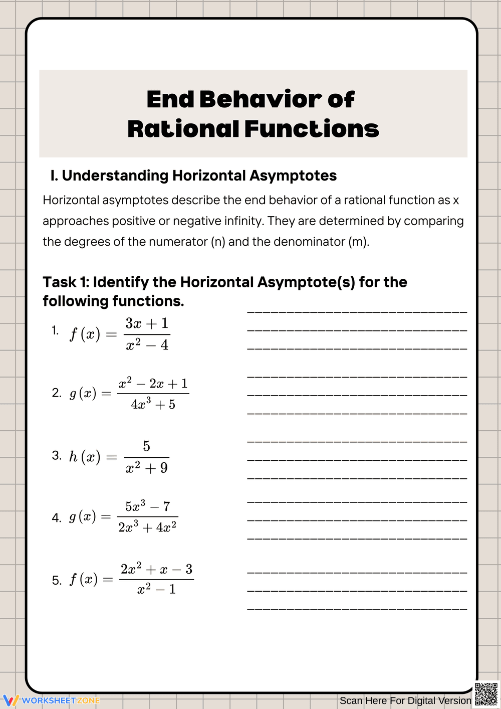 Understanding End Behavior of Rational Functions - Page 1