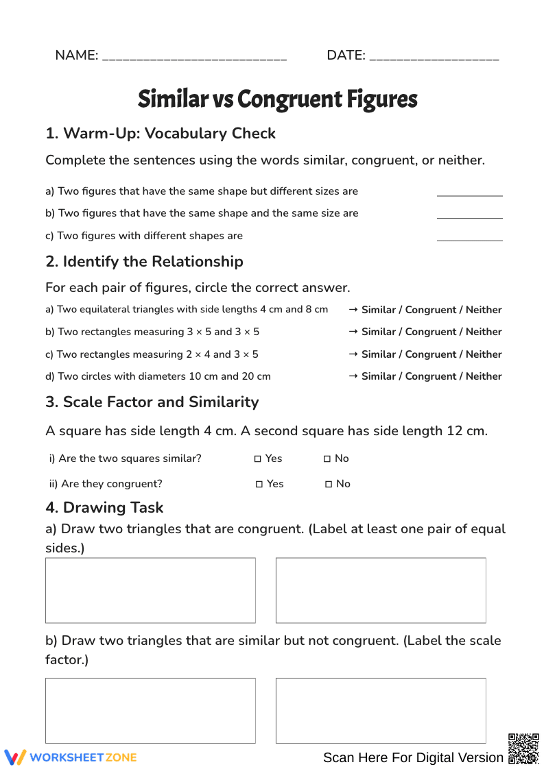 Understanding Similar and Congruent Figures - Page 1
