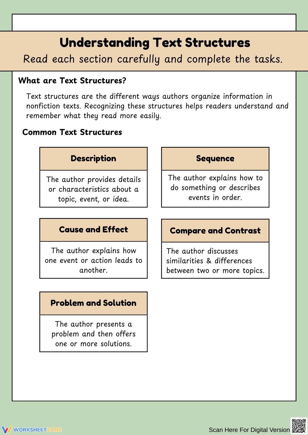 Understanding Text Structures Activities - Page 1