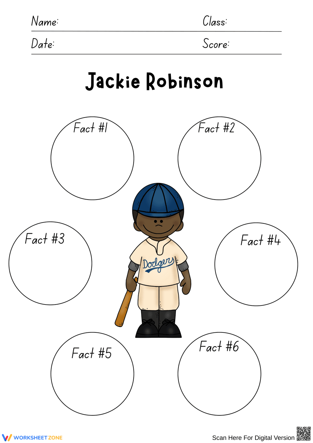 Learn About Jackie Robinson with Fun Facts - Page 1