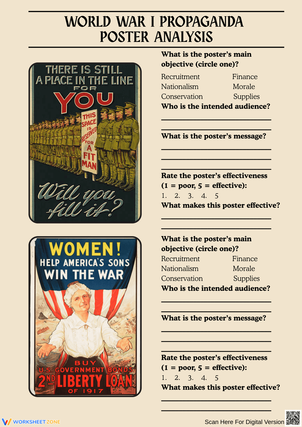 World War I Propaganda Poster Analysis Activity - Page 1