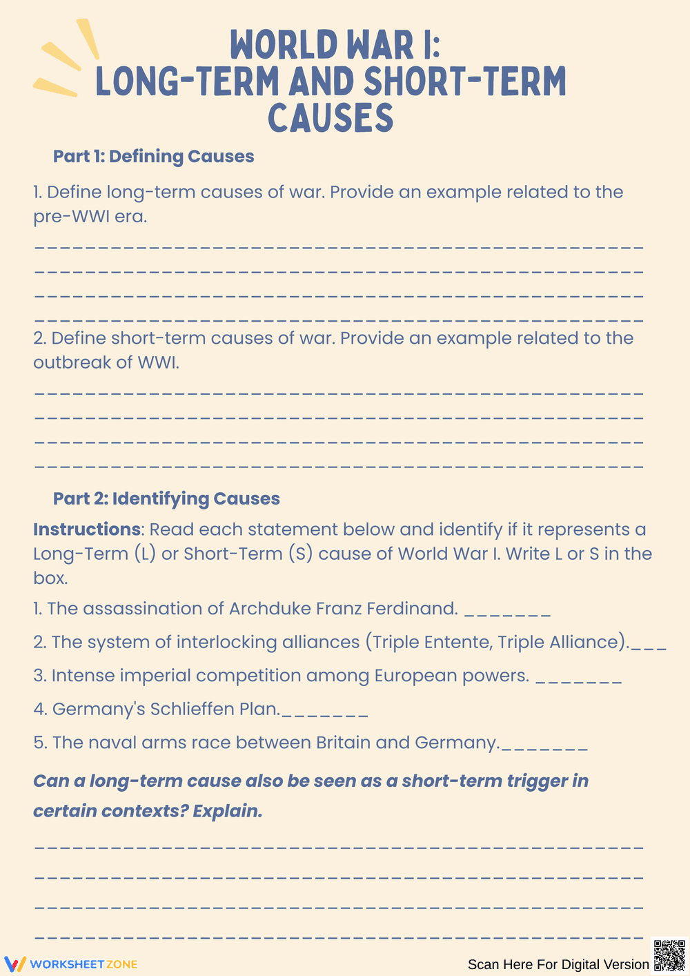 Understanding World War I: Causes and Triggers - Page 1
