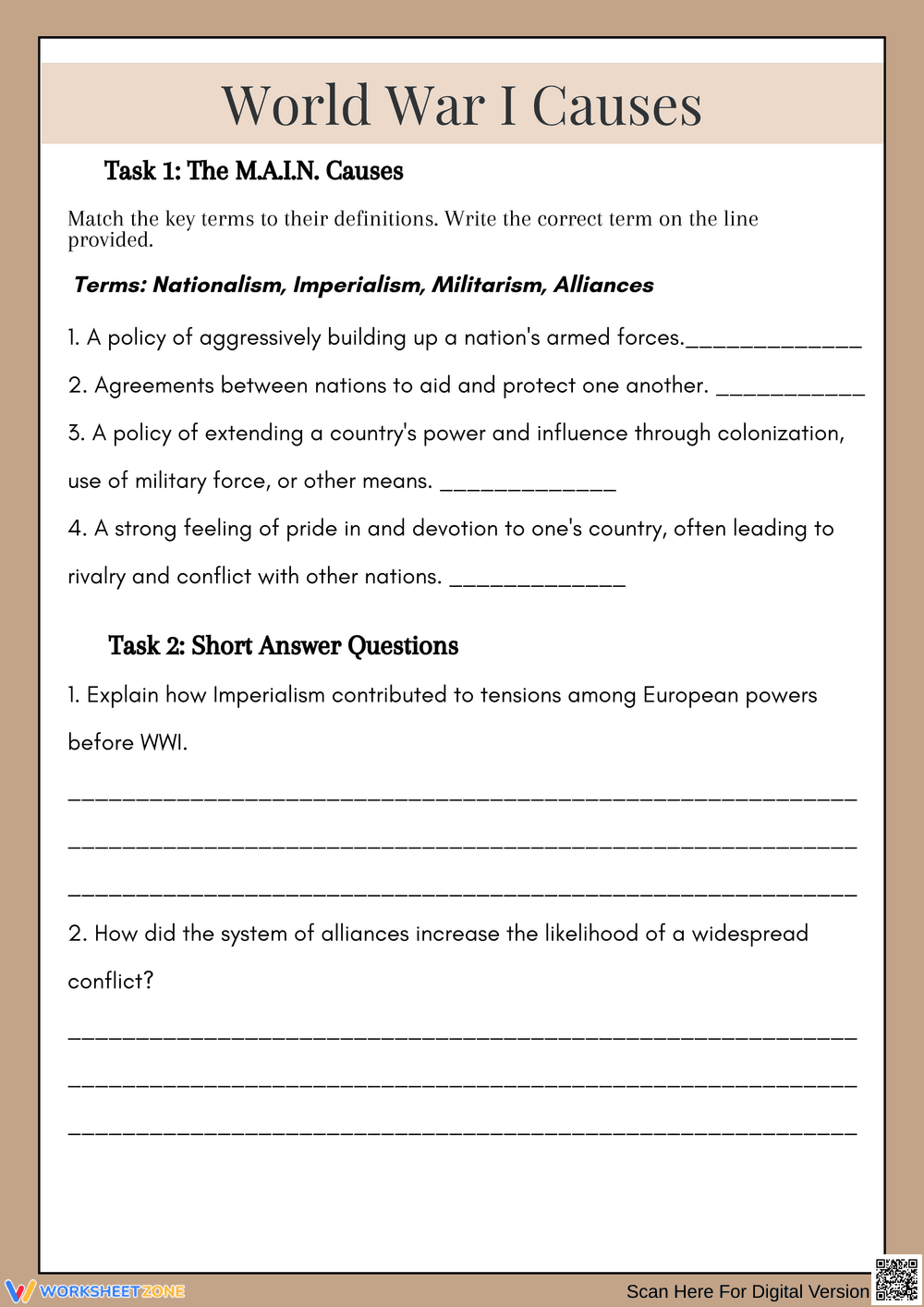 Understanding the M.A.I.N. Causes of World War I - Page 1