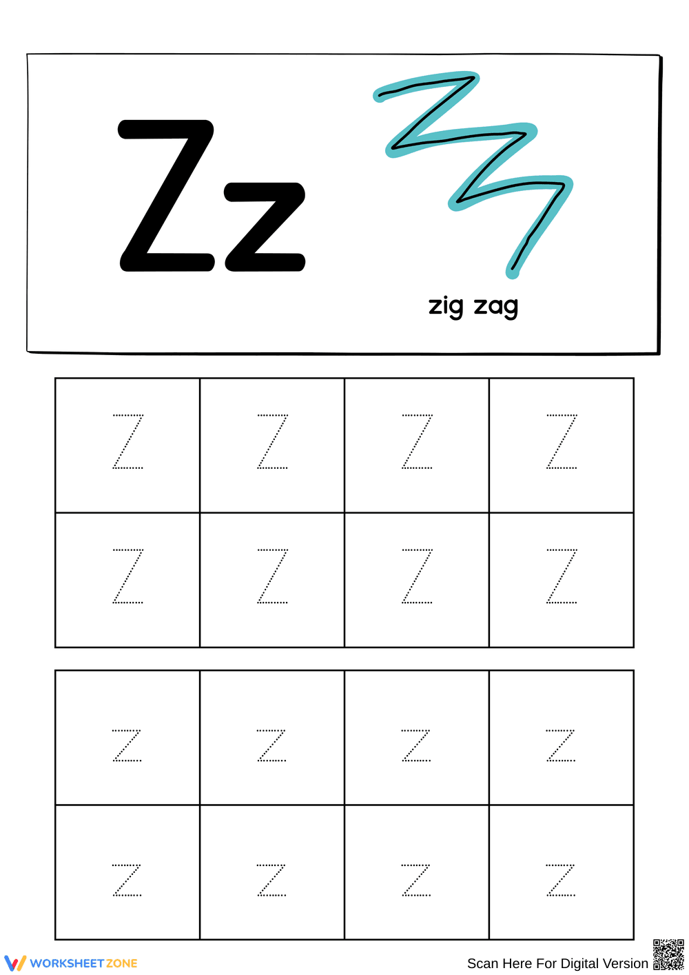 Learning Letter Z with Zig Zag Activities - Page 1