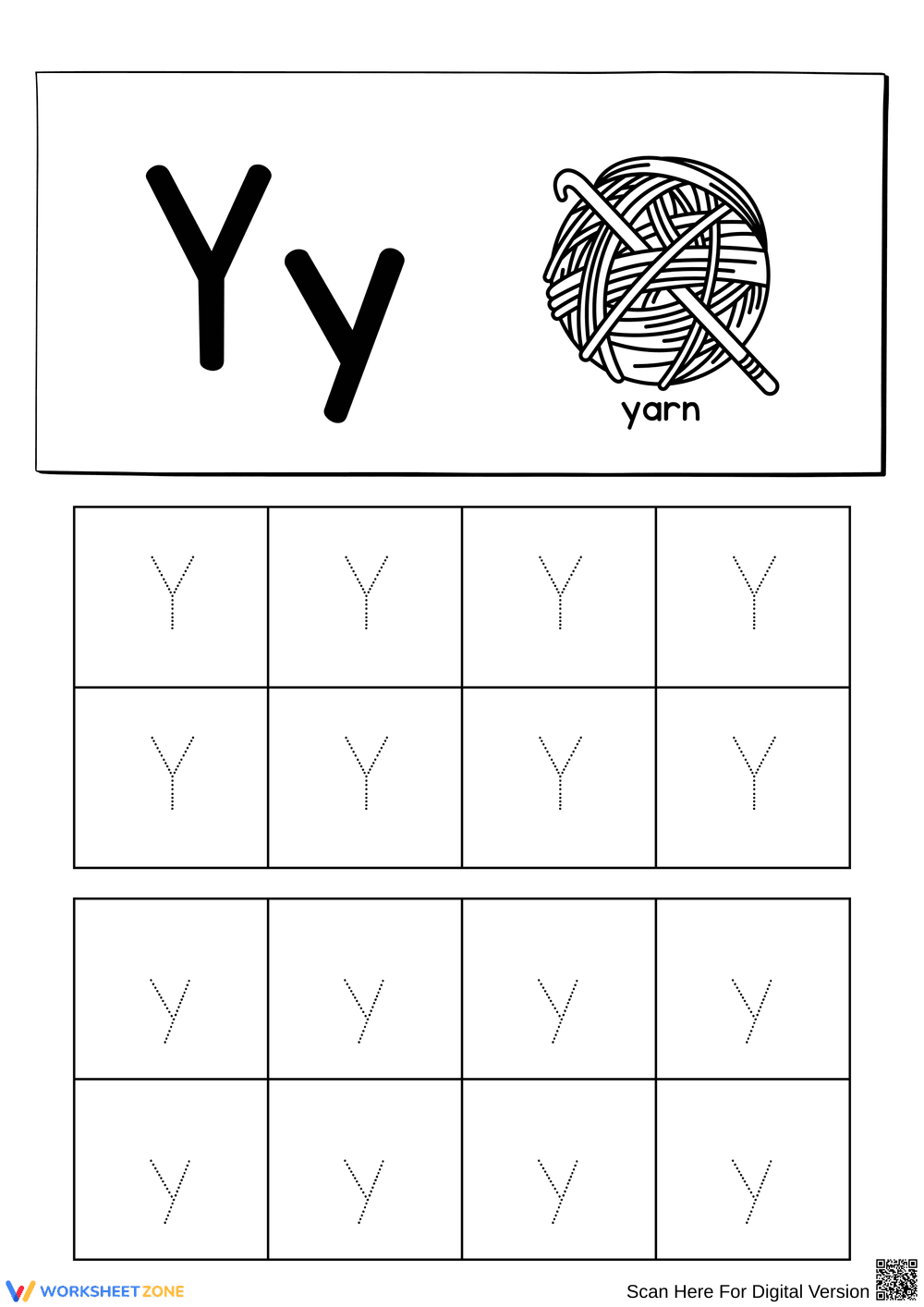 Letter Y Tracing with Yarn Activities - Page 1