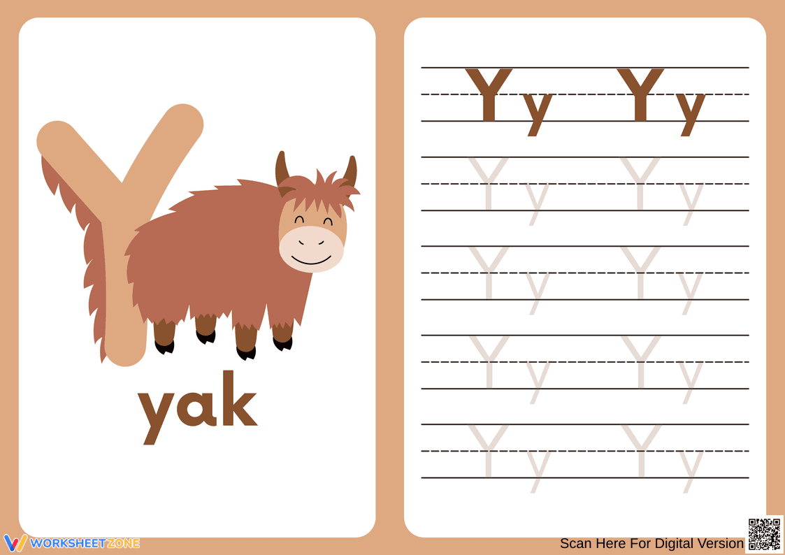 Tracing the Letter Y with Yak - Page 1