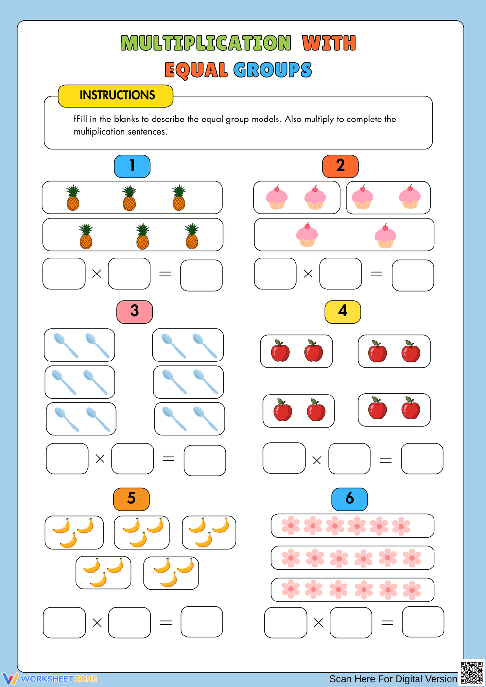 Understanding Multiplication with Equal Groups - Page 1