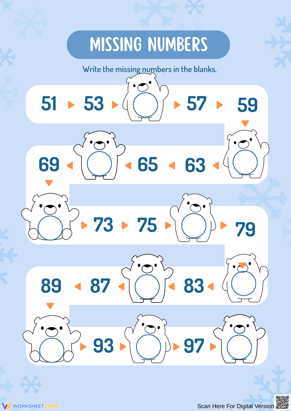 Missing Numbers Worksheet for Early Math Skills - Page 1