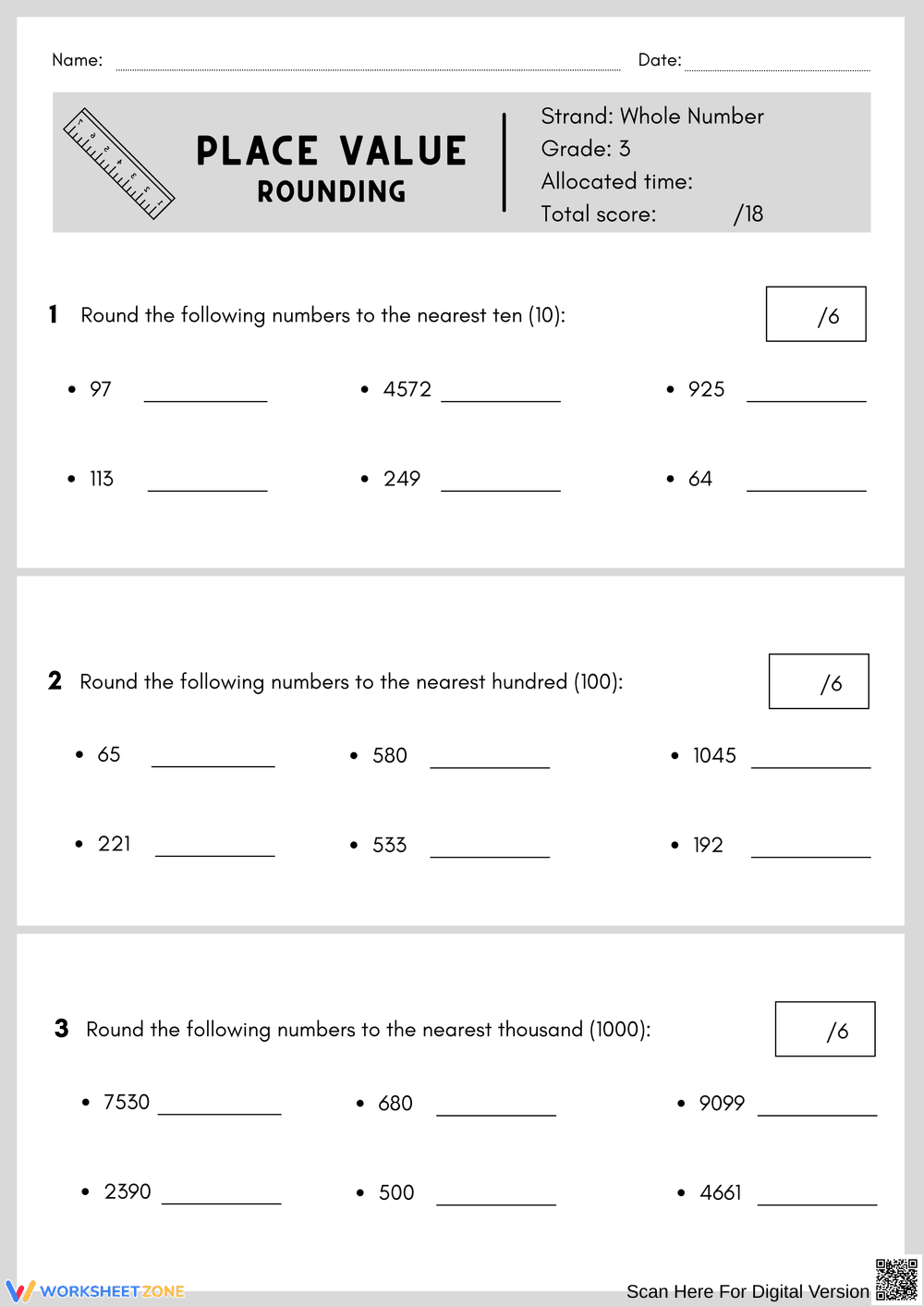 Mastering Place Value Rounding Skills - Page 1